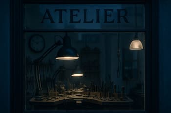 Atölye penceresinden gece mavisi ışık